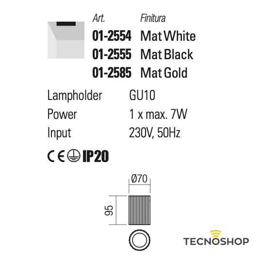 REDO PLAFONE A SOFFITTO "DELPHI" BIANCO OPACO 1xGU10 - immagine 2