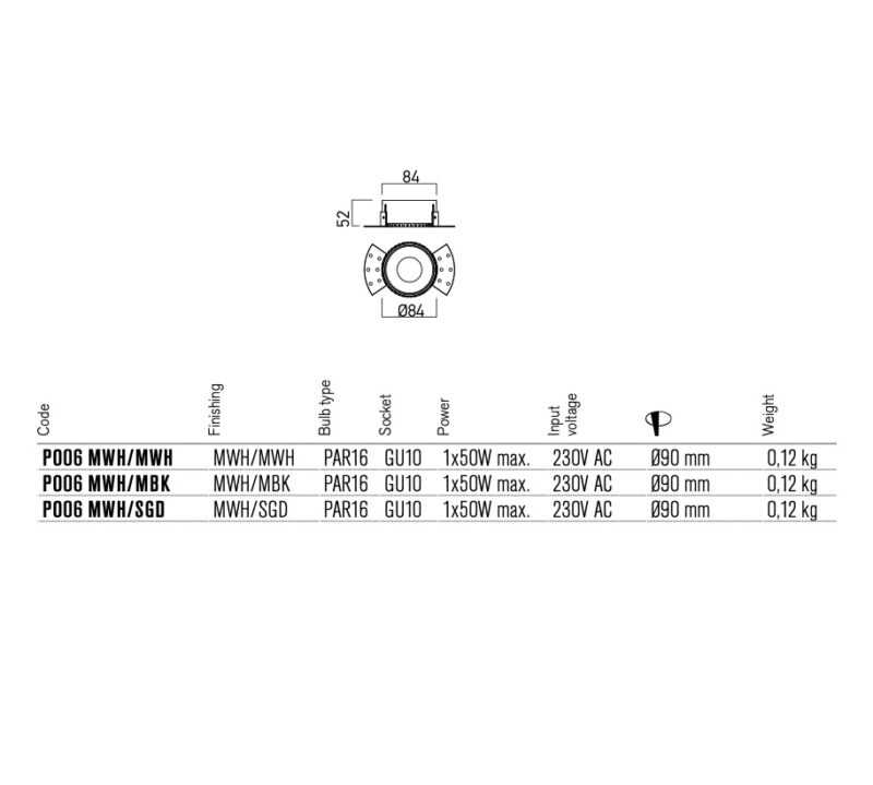 REDO XPOLI FARETTO ROTONDO INCASSO 1xGU10 BIANCO CON INTERNO NERO - immagine 2