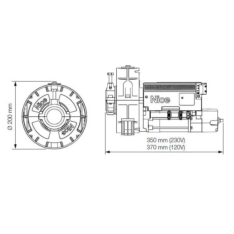NICE MOTORIDUTTORE PER SERRANDA "RN2040R01" 180KG CON ELETTROFRENO E SBLOCCO - immagine 2