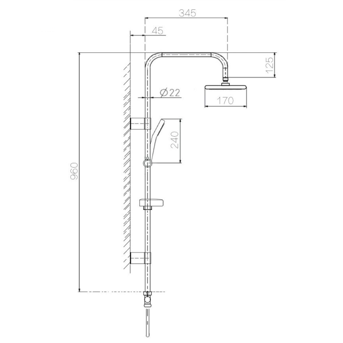 COLONNA DOCCIA NERO OPACO CON SOFFIONE DOCCIA E DOCCETTA MODELLO ROOF - immagine 3