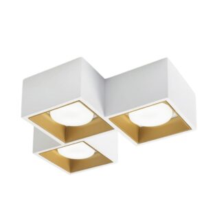 SFORZIN PLAFONIERA SOFFITTO NASSO IN GESSO 3xGX53 INTERNO OTTONE