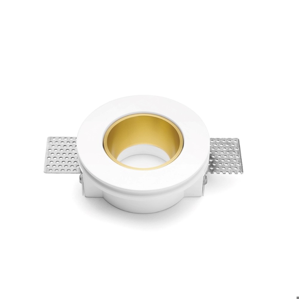 SFORZIN FARETTO INCASSO GESSO THESSALY 1xGU10 CON GHIERA RASO ORO