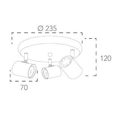INTEC SPOT ROTONDO ORIENTABILE 3xGU10 BIANCO - immagine 3