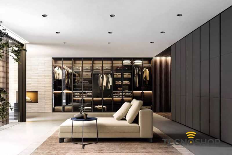 SFORZIN FARETTO GESSO INCASSO "THESSALY" CON GHIERA NERO SPAZZOLATO 1XGU10 - immagine 4