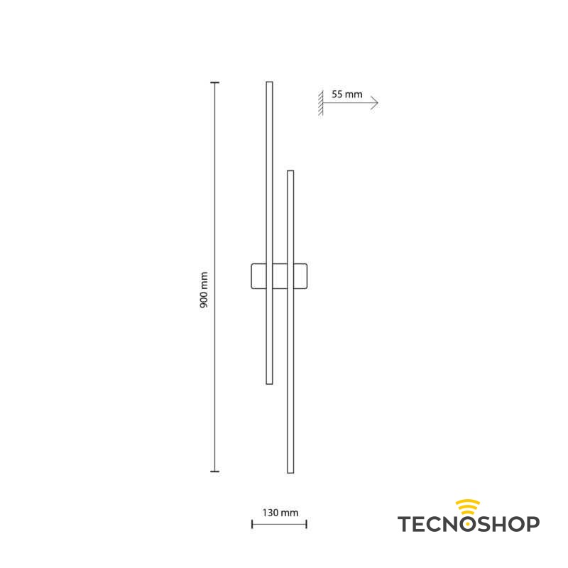 TK LIGHTING APPLIQUE LED FLASH WOOD 24W 3000K NERO E LEGNO SCURO - immagine 5
