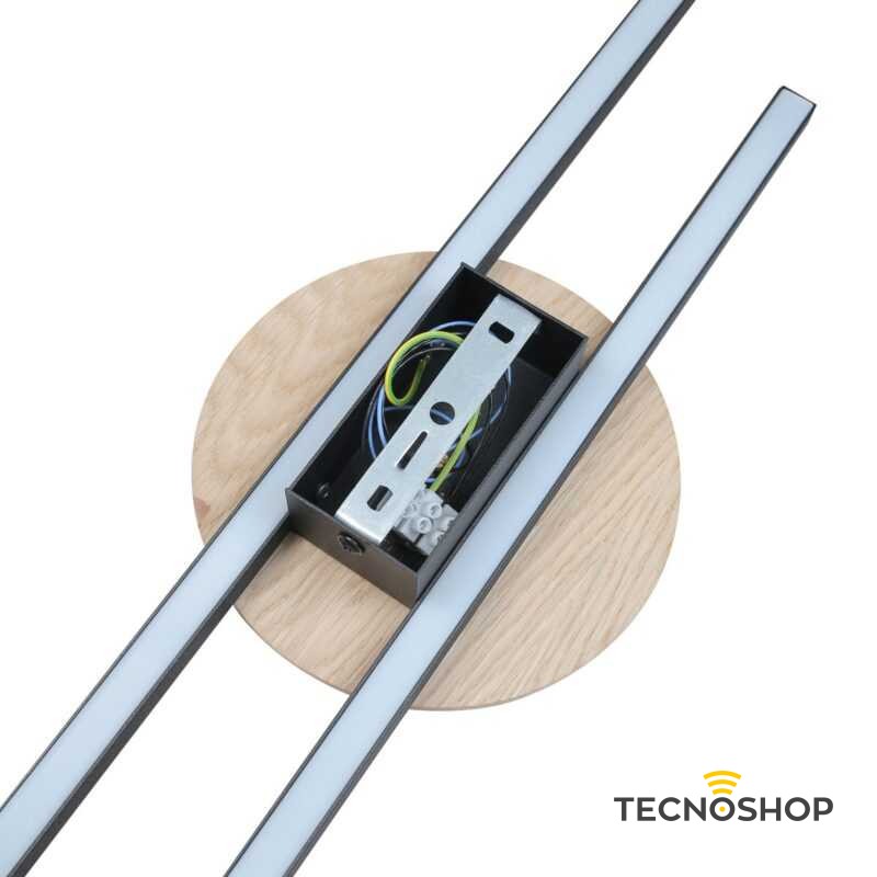 TK LIGHTING APPLIQUE LED JAVA 28W 3000K NERO E LEGNO - immagine 3