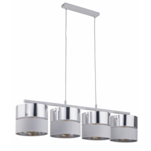 TK LIGHTING SOSPENSIONE "HILTON" 4xE27 BIANCO/ARGENTO