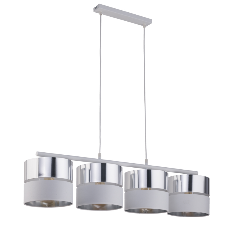 TK LIGHTING SOSPENSIONE "HILTON" 4xE27 BIANCO/ARGENTO