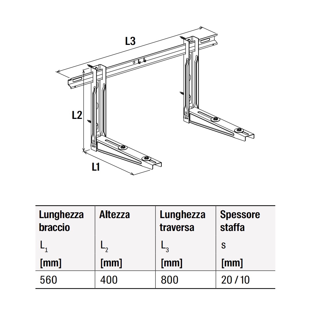 FISCHER STAFFE CON BARRA PER CONDIZIONATORE 560x400x800mm KLIMA STRONG - immagine 4