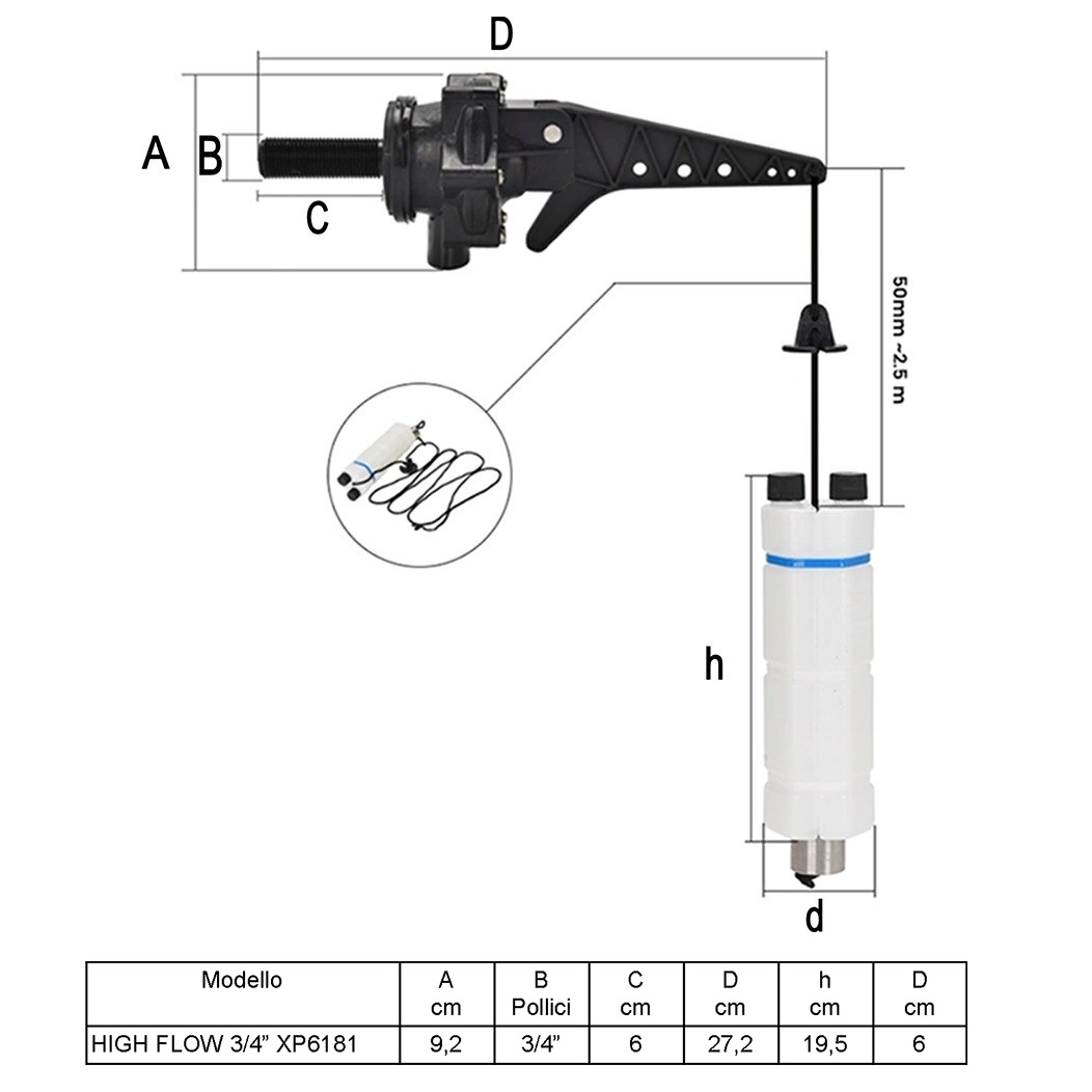 GALLEGGIANTE DA 3/4" PER ELEVATE PORTATE D'ACQUA - immagine 3