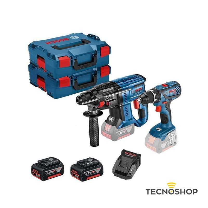 BOSCH SET AVVITATORE E MARTELLETTO A BATTERIE 18V 4Ah CON VALIGIE INCLUSE