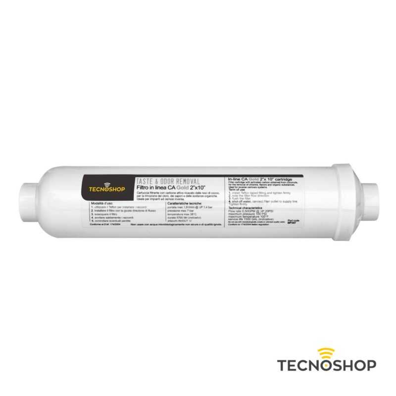 CARTUCCIA IN LINEA CARBONE ATTIVO 2"x10" GOLD NOCE DI COCCO