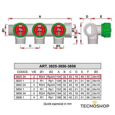 FAR COLLETTORE CON VALVOLE A 2 VIE DA 3/4" MF - immagine 2