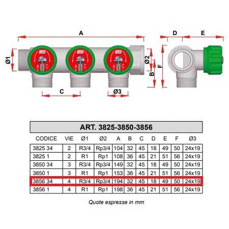FAR COLLETTORE CON VALVOLE A 4 VIE DA 3/4" MF - immagine 2