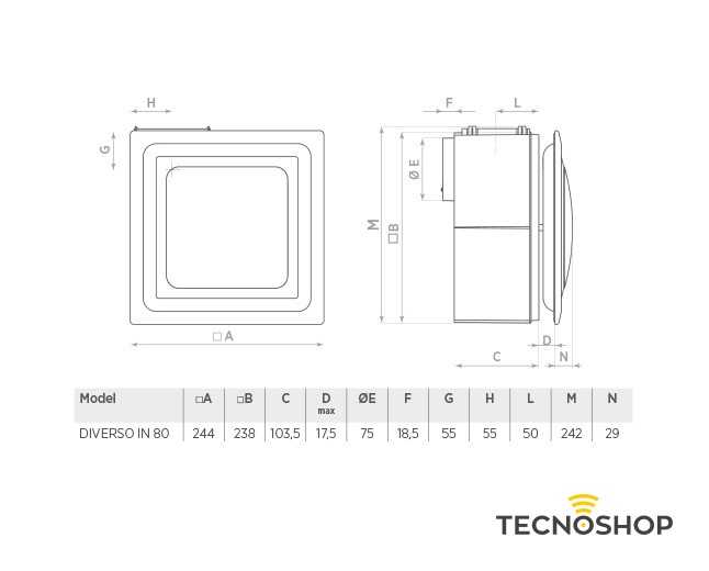 OERRE ASPIRATORE DA INCASSO MODELLO DIVERSO Ø 80mm BIANCO - immagine 2