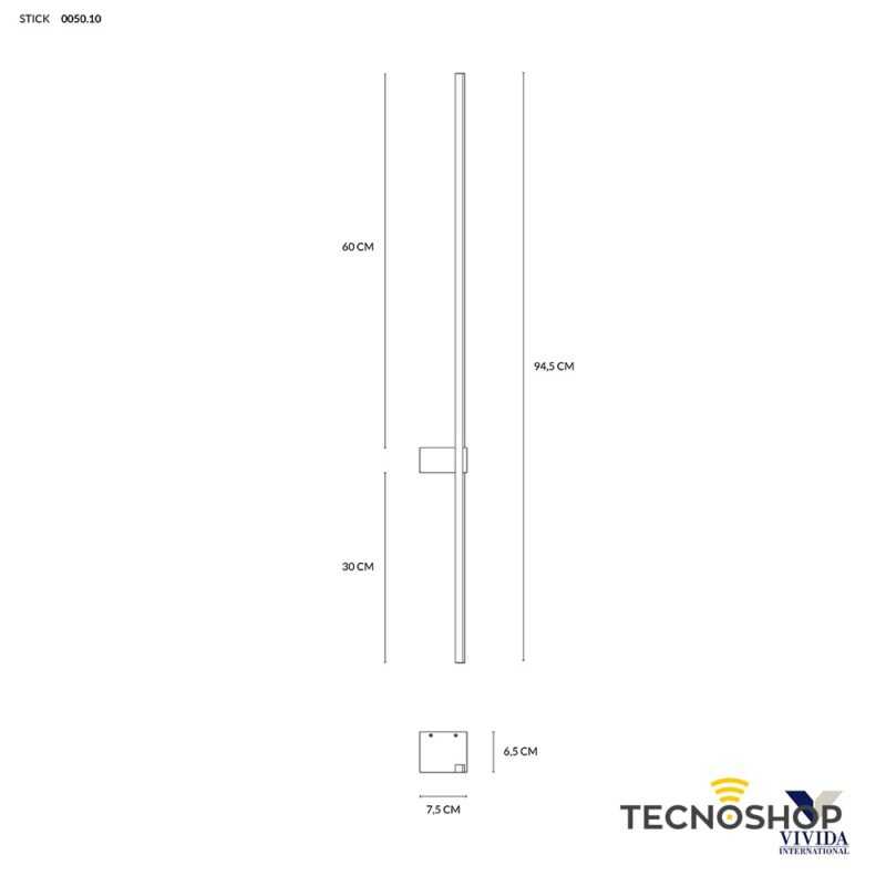 APPLIQUE STICK LUCE DESTRA 10W 3000K 840LM BIANCO - immagine 3
