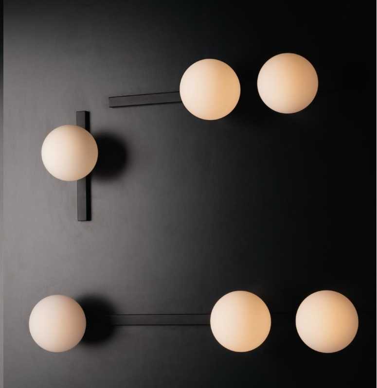 INTEC APPLIQUE "ENOIRE" NERO OPACO CON 3 SFERE E14 IN VETRO SATINATO - immagine 2