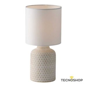 INTEC LAMPADA DA TAVOLO "RAVELLO" 1XE14 IN CERAMICA BIANCA E PARALUME IN TESSUTO