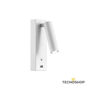 BENEITO APPLIQUE LED "PURE" 4W 2700K 30° + CARICABATTERIE USB - BIANCO