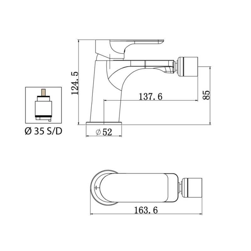 DUEMMEGGI MISCELATORE BIDET "SMART" CROMATO CON PILETTA DA 1"1/4 - immagine 2
