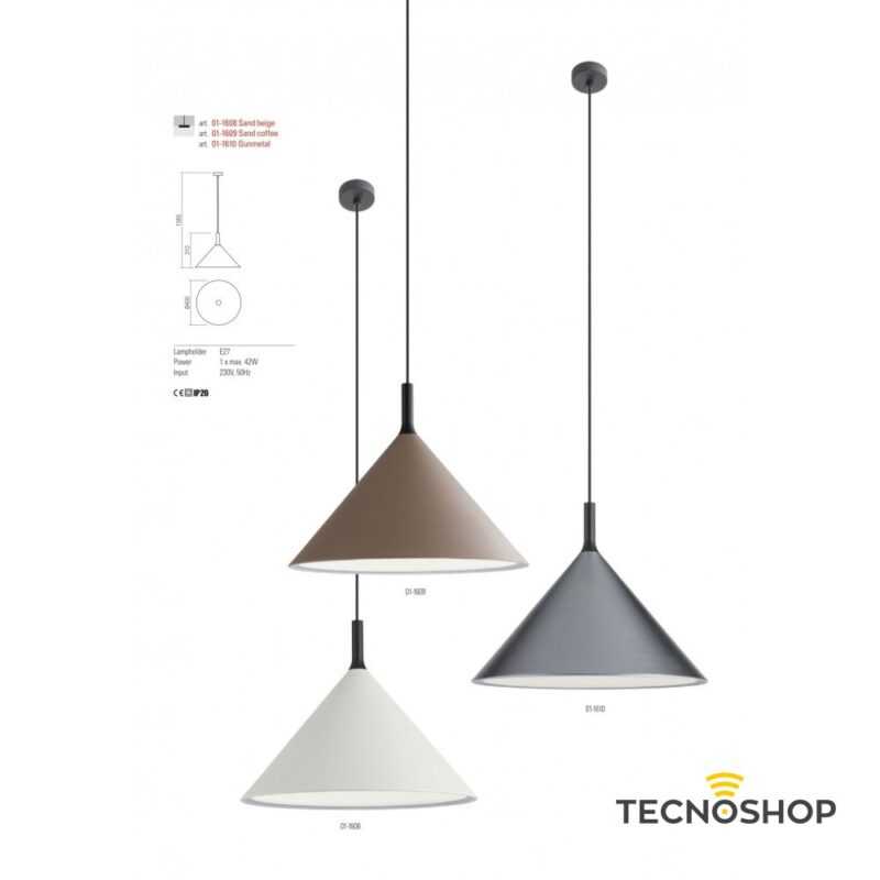 SOSPENSIONE "JAAP" BEIGE SABBIATO CON PORTALAMPADA E27 - immagine 3