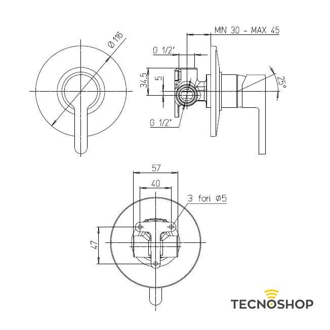 PAINI MONOCOMANDO INCASSO DOCCIA "HORNET" CROMATO - immagine 2