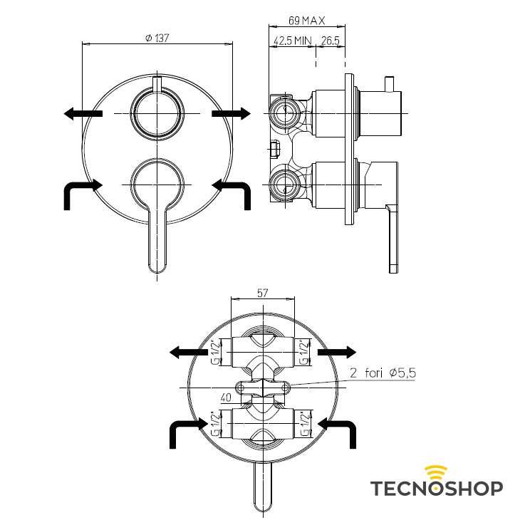 PAINI MONOCOMANDO INCASSO DOCCIA "HORNET" CON DEVIATORE CROMATO - immagine 2