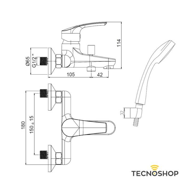 PAINI MONOCOMANDO VASCA ESTERNO "BERRY 2" CROMATO CON KIT DOCCIA FISSO - immagine 2