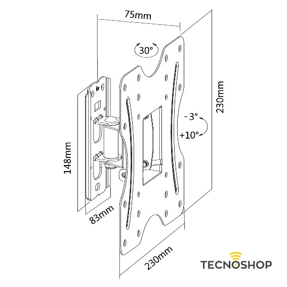 JOLLY LINE SUPPORTO TV 30Kg DA 23” A 42” CON 1 SNODO - immagine 3