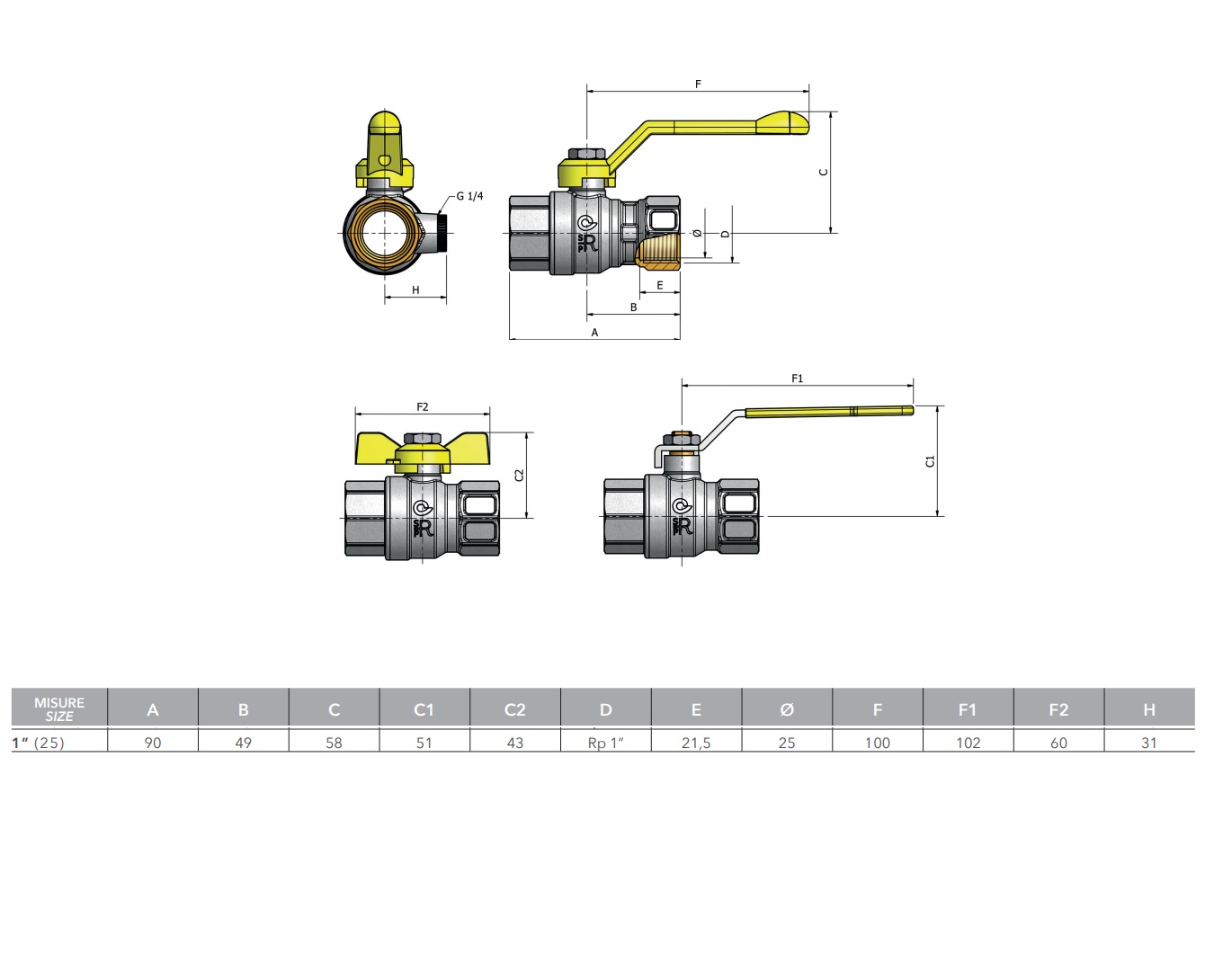 COMISA VALVOLA GAS CON PRESA DI PRESSIONE DA 3/4" F/F - immagine 3