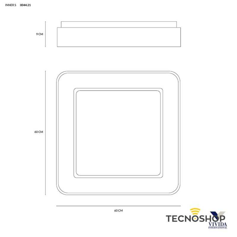 PLAFONIERA INNER QUADRATA 50W 3000lm 3000K BIANCA 600X600X90MM - immagine 3