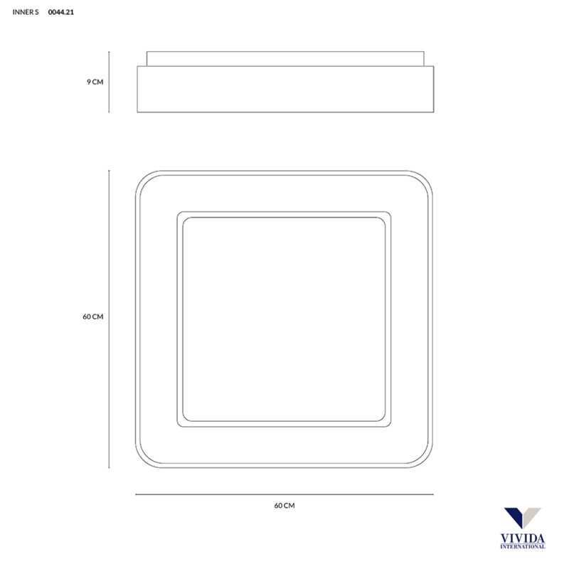 PLAFONIERA INNER QUADRATA 50W 3000lm 3000K SABBIA 600X600X90MM - immagine 3