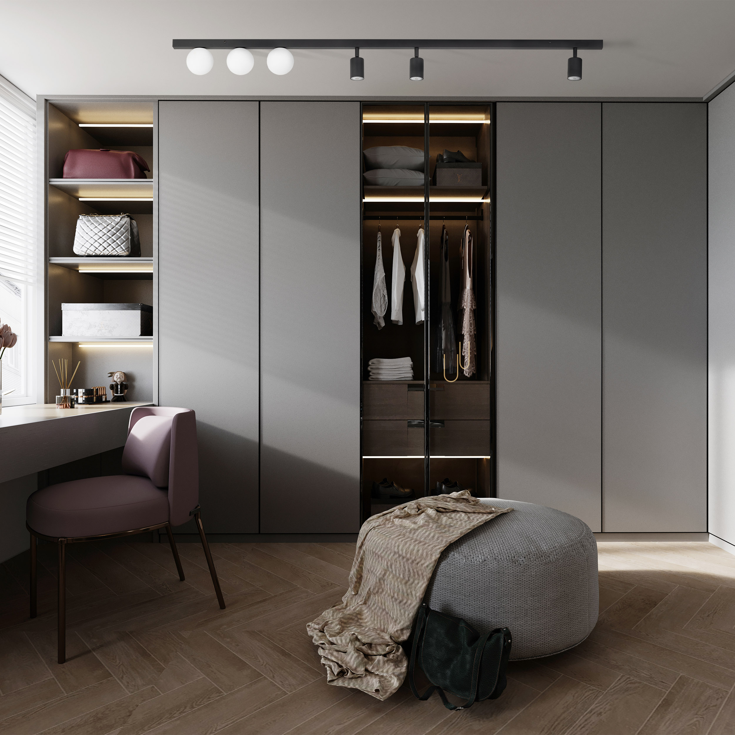 TK LIGHTING BARRA VOX 1,60mt CON 3 SPOT GU10 + 3 SFERE G9 NERA - immagine 2