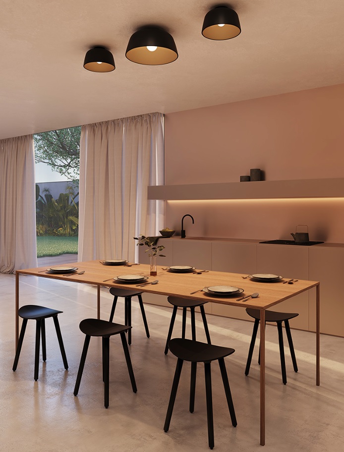 LEDS-C4 PLAFONIERA MISO E27 D.43cm NERA CON INTERNO ORO - immagine 3