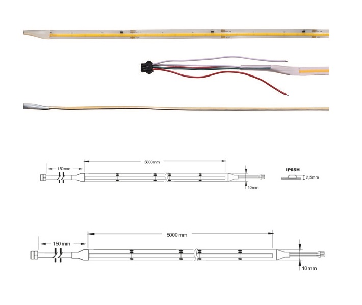 LIFE STRISCIA LED COB 24V EFFETTO RUNNING 11,6W/M 3000K IP65H – 1040 LM/M – BOBINA 5 METRI - immagine 2