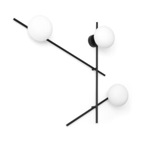 MILOOX APPLIQUE MIKADO 3xG9 CON SFERE OPALI E STRUTTURA NERA