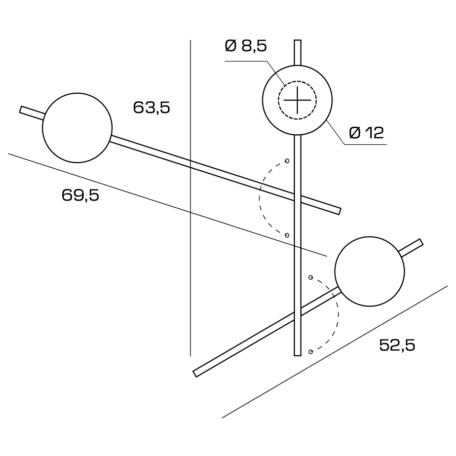 MILOOX APPLIQUE MIKADO 3xG9 CON SFERE OPALI E STRUTTURA NERA - immagine 4