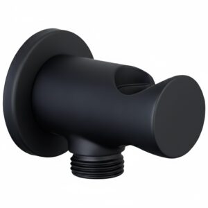 PRESA ACQUA TONDA 1/2" CON SUPPORTO DOCCETTA NERO OPACO