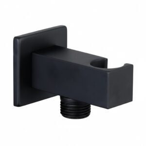 PRESA ACQUA QUADRA 1/2" NERO OPACO CON SUPPORTO DOCCETTA