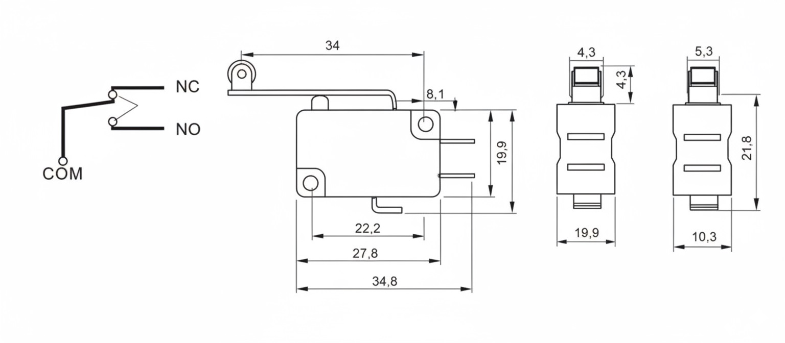 LIFE DEVIATORE MINIATURA 250Vac 5A CON LEVA E ROTELLA - immagine 2