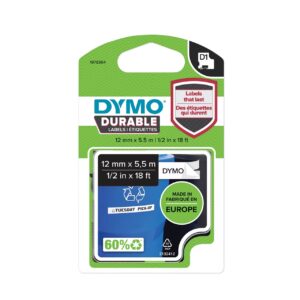 DYMO NASTRO D1 DURABLE 12mm x 3m NERO SU BIANCO