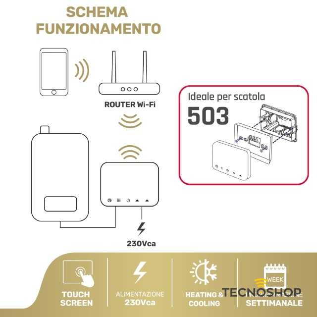 CRONOTERMOSTATO WIFI HEYTERMO+ SOFT TOUCH 230V BIANCO - immagine 4