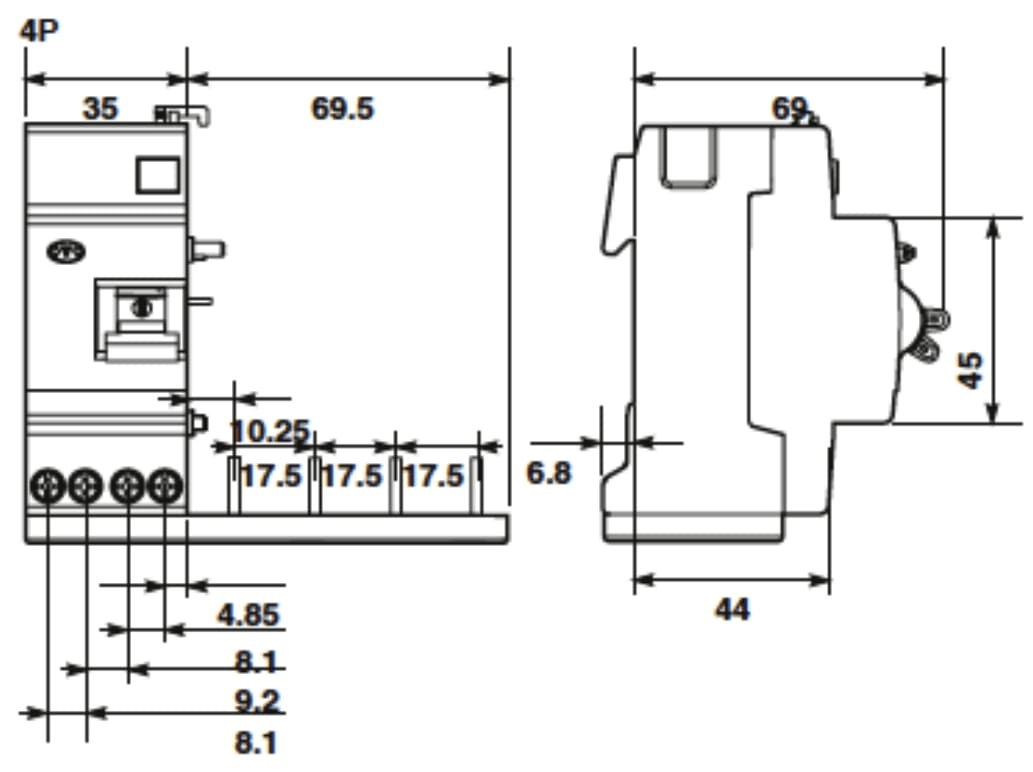 AEG BLOCCO DIFFERENZIALE DX 4P 40A 500mA AC 2 MODULI - immagine 2