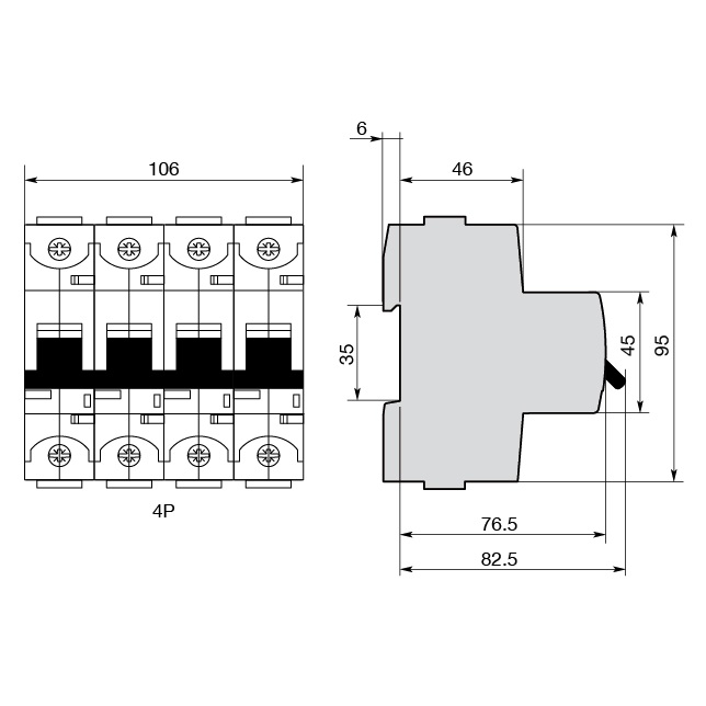 AEG INTERRUTTORE SERIE E880+ 4P C 125A 50kA 6 MODULI - immagine 2