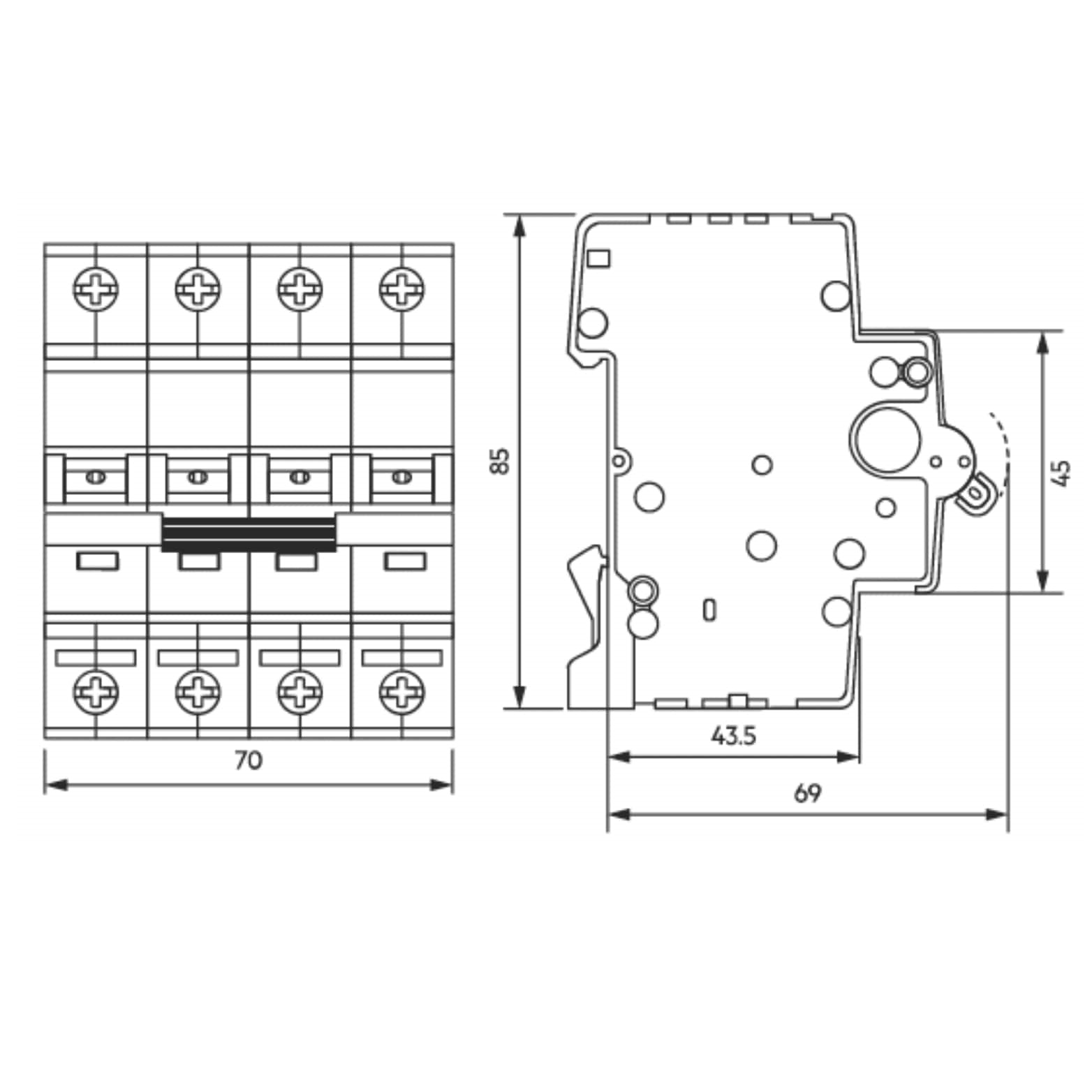 AEG INTERRUTTORE AUTOMATICO EN60 4P C 10A 6kA 4 MODULI - immagine 2