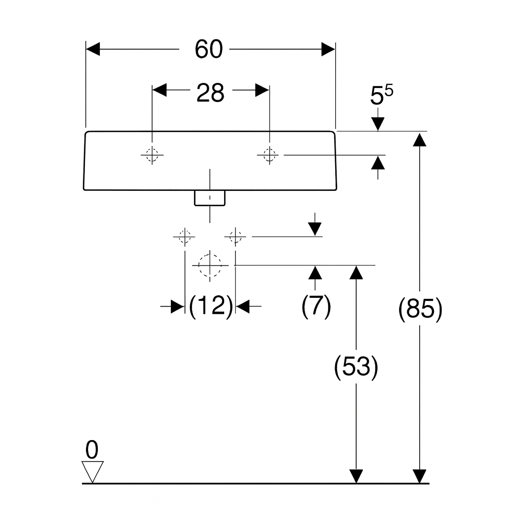 GEBERIT LAVABO RETTANGOLARE CLOSER - 60x46cm - immagine 3