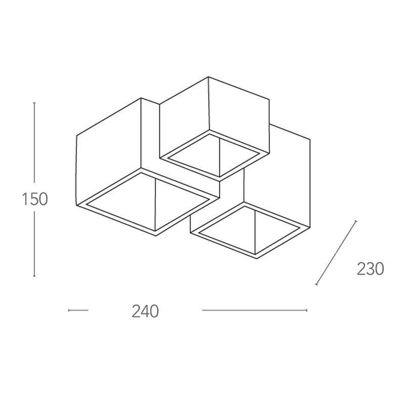 INTEC PLAFONE QUADRATO “FOSTER” 3xGU10 IN GESSO BIANCO - immagine 5