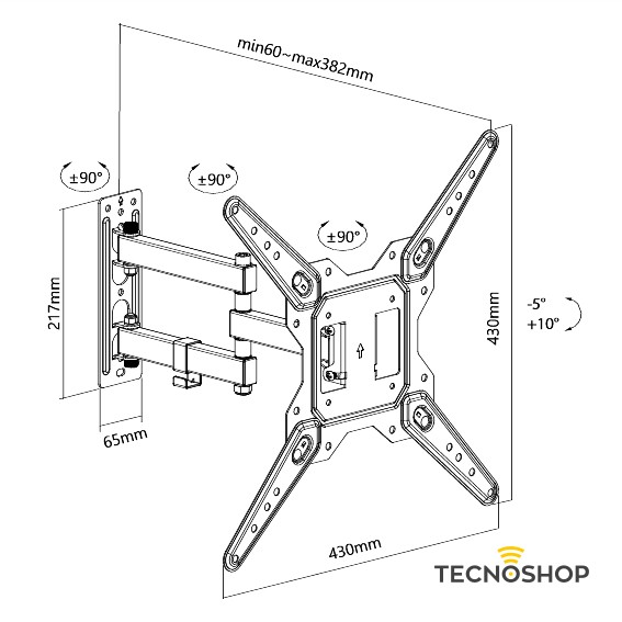 JOLLY LINE SUPPORTO TV 30Kg DA 23'' A 42'' CON 2 BRACCI E 3 SNODI - immagine 3