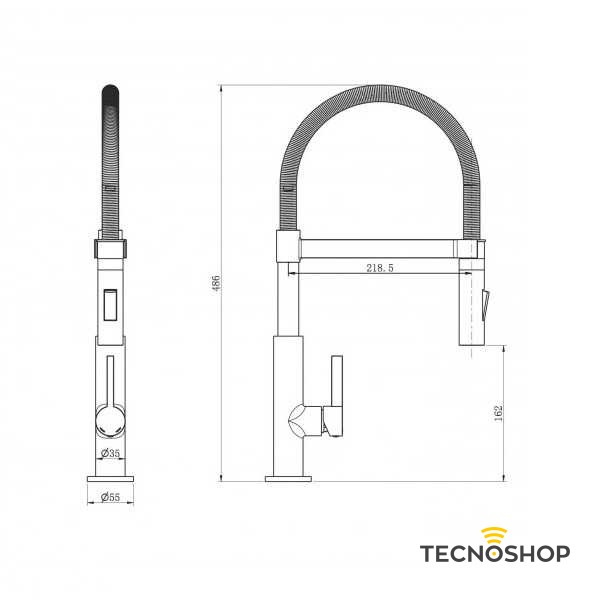 SPHERA MISCELATORE LAVELLO CUCINA 2 GETTI CON CANNA A MOLLA CROMATA - immagine 4
