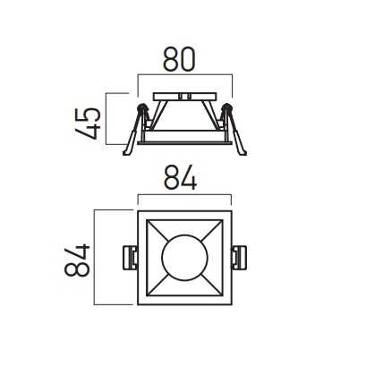 REDO FARETTO INCASSO XPOLI 1xGU10 QUADRATO CORNICE BIANCA E INTERNO NERO - immagine 2